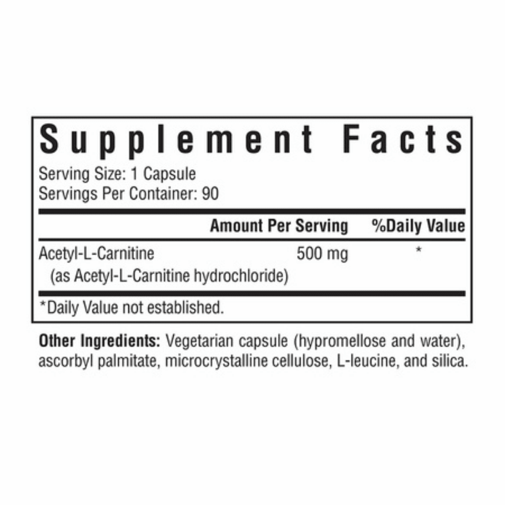 Acetyl - L - Carnitine | 500mg | 90 Capsules | Seeking Health - Pure Nordic Health