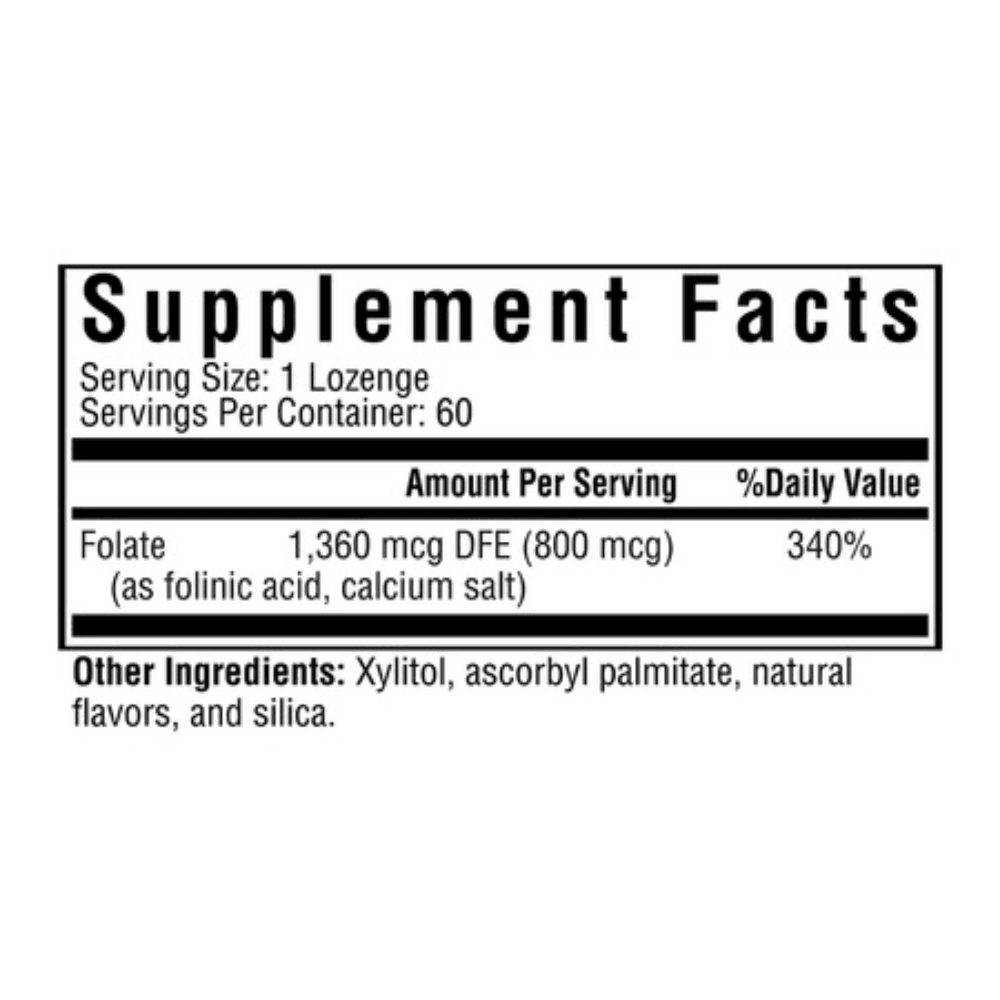 Folinic Acid | 800mcg | 60 Lozenges | Seeking Health - Pure Nordic Health