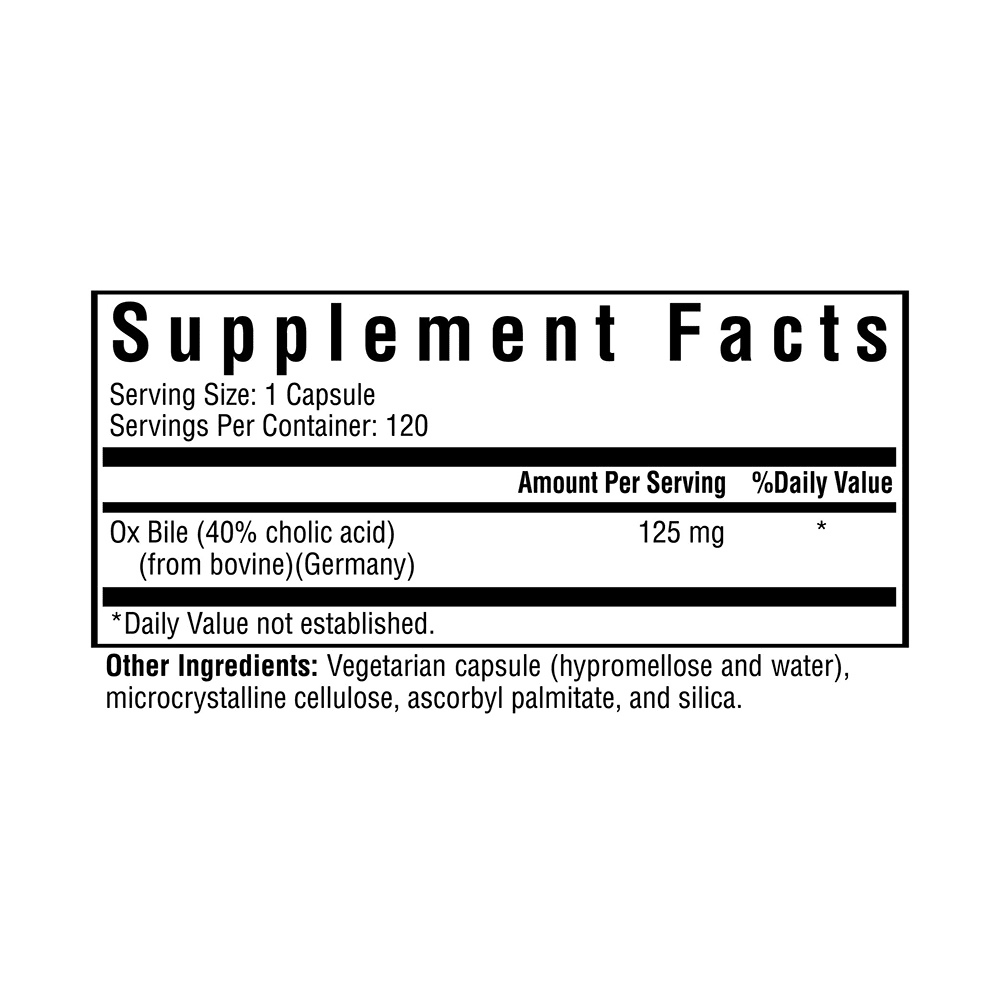 Ox Bile | 125mg | 120 Capsules | Seeking Health - Pure Nordic Health