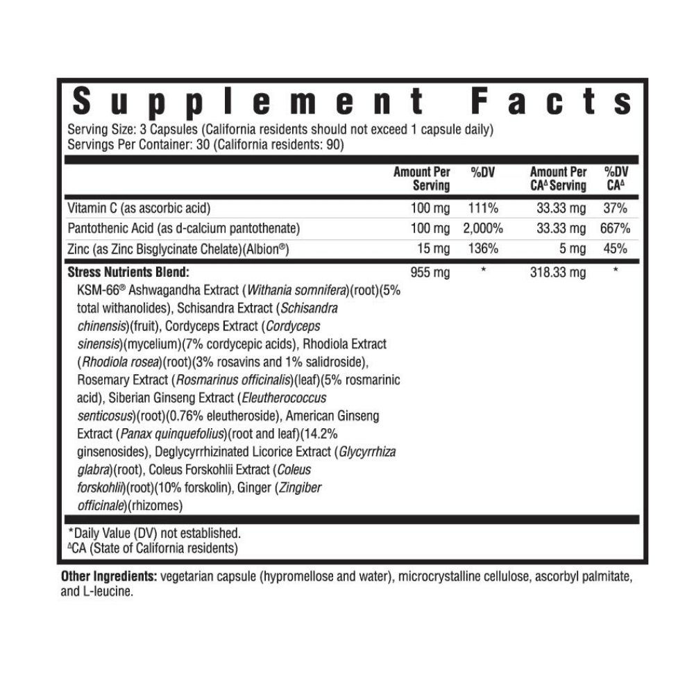 Stress Nutrients | 90 Capsules | Seeking Health - Pure Nordic Health