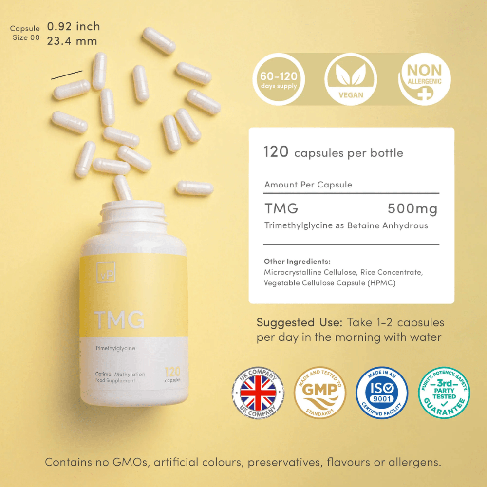 Trimethylglycine (TMG) | 120 Capsules | Vitality Pro - Pure Nordic Health