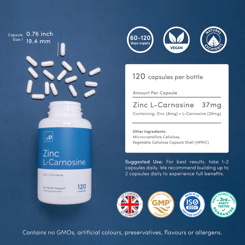 Zinc L - Carnosine | 120 Capsules | Vitality Pro - Pure Nordic Health